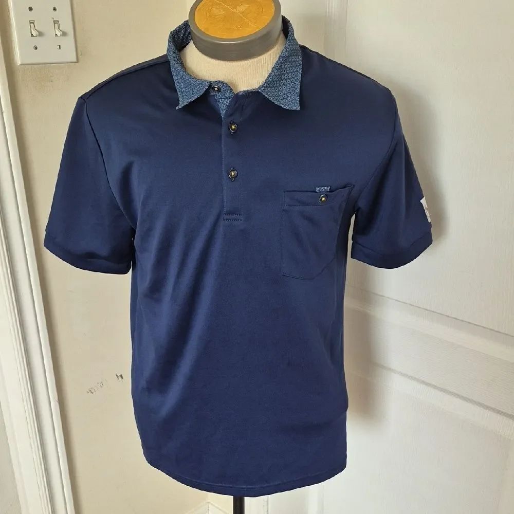 Fourmy Deep Blue Polo with Patterned Collar